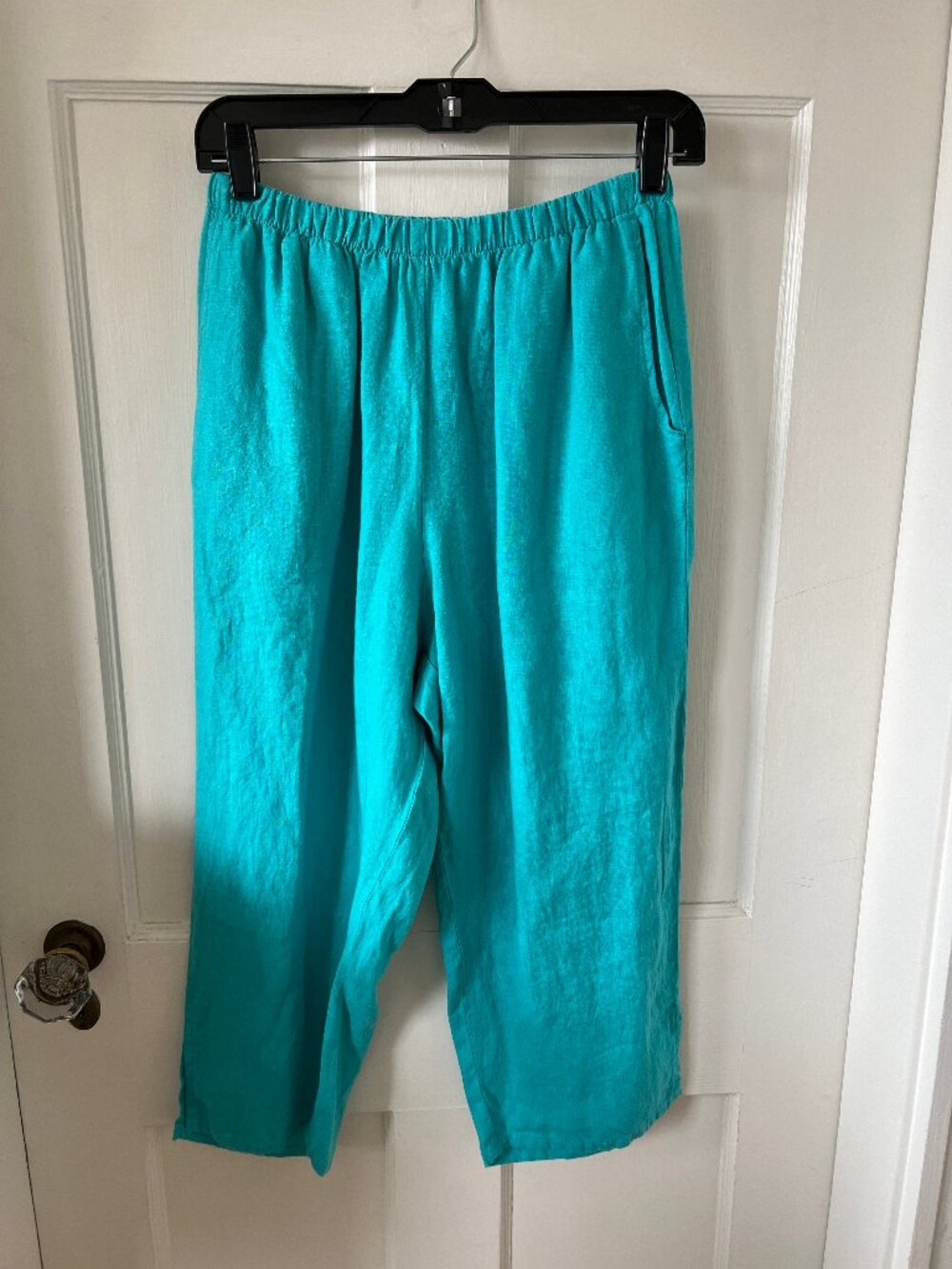 FLAX linen turquoise capri pants NWT Size Small